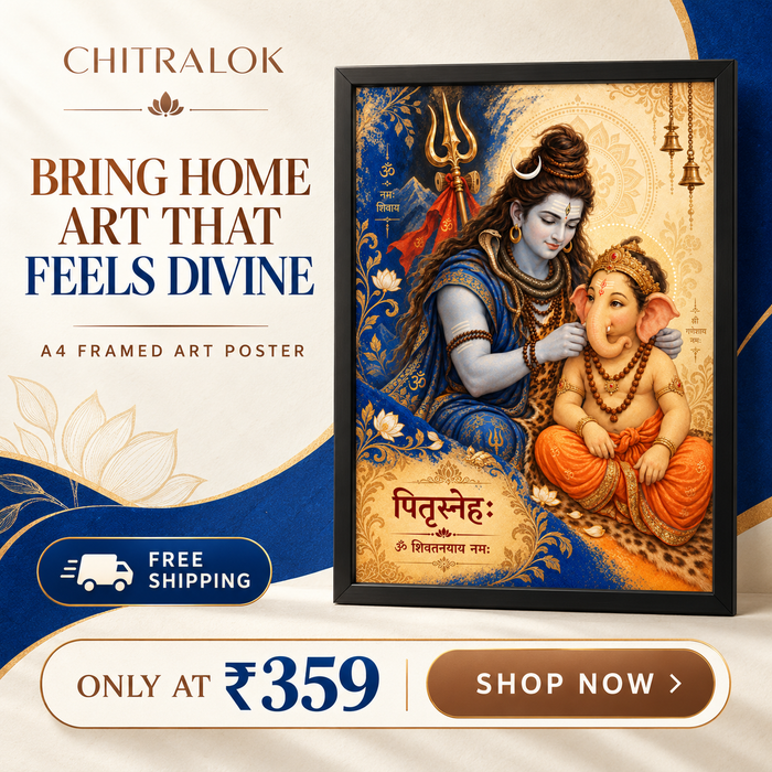 पितृस्नेहः — Baal Ganesh A4 Framed Poster