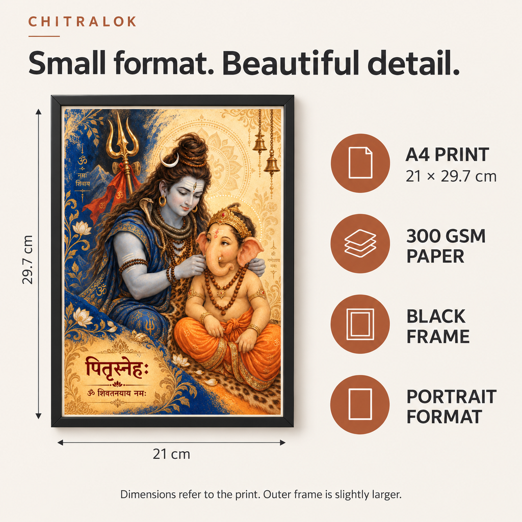 Pitrisneh A4 framed poster dimensions and 300 GSM paper features